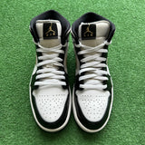 Jordan Patent Black White Gold Mid 1s Size 10