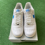 Nike White Blue Low Air Force 1s Size 10.5