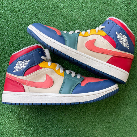Jordan Multi Color Mid 1s Size 11.5W/10M