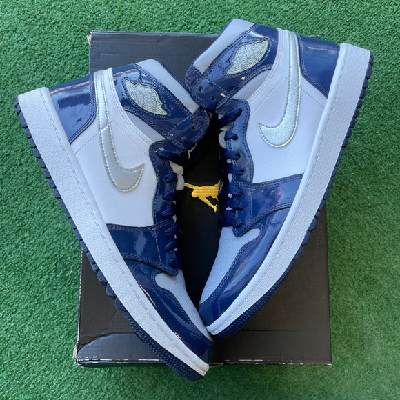 Jordan Patent Midnight Navy Golf High 1s Size 11