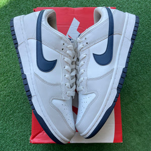 Nike White Midnight Navy Low Dunks Size 8.5