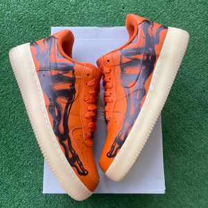 Nike Orange Skeleton Halloween Air Force 1s Size 10.5