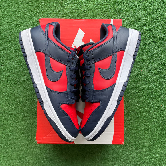 Nike Red Obsidian Low Dunks Size 9.5