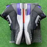 Jordan Black Court Purple 3s Size 10