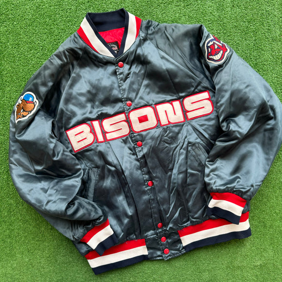 Vintage Buffalo Bisons Cleveland Indians Satin Jacket Size L