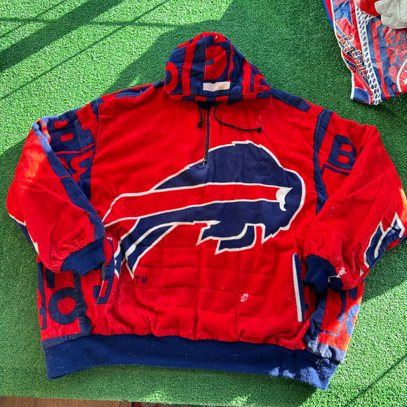 Vintage Buffalo Bills Pullover Jacket With Hood Size 4XL
