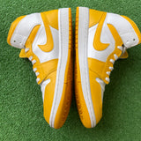 Jordan White University Gold Mid 1s Size 10.5W/9M
