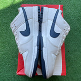 Nike White Midnight Navy Low Dunks Size 8.5