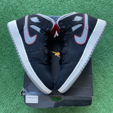 Jordan Black Particle Grey Mid 1s Size 4.5Y