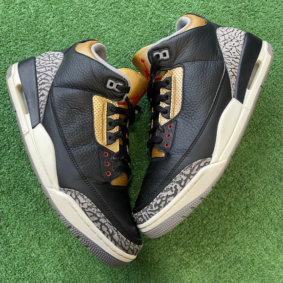 Jordan Black Cement Gold 3s Size 12W/10.5M
