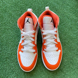 Jordan Metallic Electric Orange Mid 1s Size 2Y