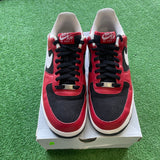 Nike Varsity Red White Black Low Air Force 1s Size 10.5