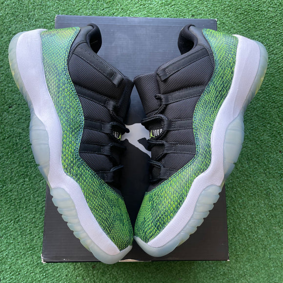 Jordan Green Snake Skin Low 11s Size 9.5