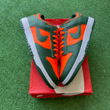 Nike Miami Hurricanes Low Dunks Size 12