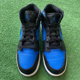Jordan Black Royal Blue Mid 1s Size 7Y