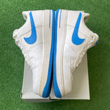 Nike White Blue Low Air Force 1s Size 10.5