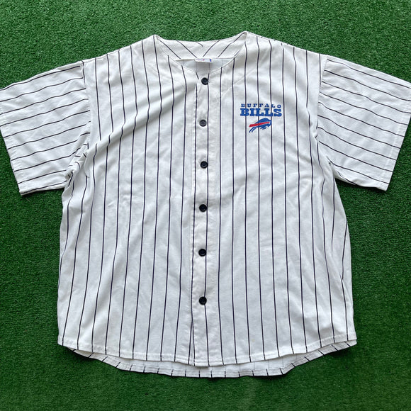 Vintage Buffalo Bills Baseball Jersey Shirt Size L