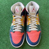 Jordan Multi Color Mid 1s Size 11.5W/10M