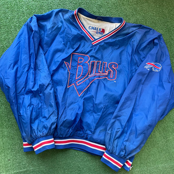 Vintage Buffalo Bills Chalkline Pullover Windbreaker Size XXL