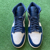 Jordan Mystic Navy Mint Foam Mid 1s Size 12