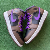 Jordan Purple Mocha Mid 1s Size 6Y