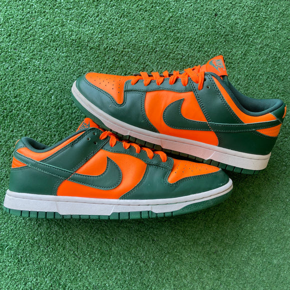 Nike Miami Hurricane Low Dunks Size 8