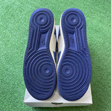 Nike White Navy Low Air Force 1s Size 10.5