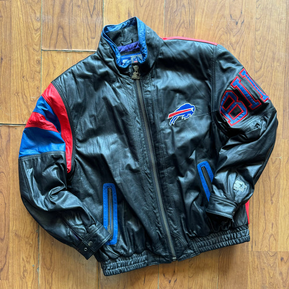Vintage Buffalo Bills Starter Leather Jacket Size XL