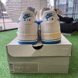 Nike White Blue Low Air Force 1s Size 10.5