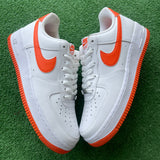 Nike White Orange Air Force 1s Size 9