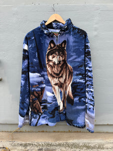 Vintage Wolf Full Zip Fleece Jacket Size XXL