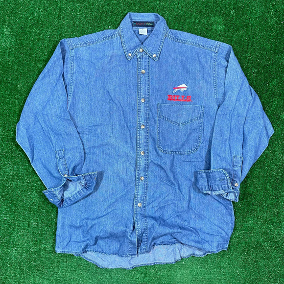 Vintage Buffalo Bills Denim Button Up