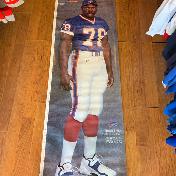 Vintage Buffalo Bills Bruce Smith Life Size Poster 6 1/2 Feet