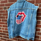 Vintage Rolling Stones Voodoo Lounge Denim Vest Size L