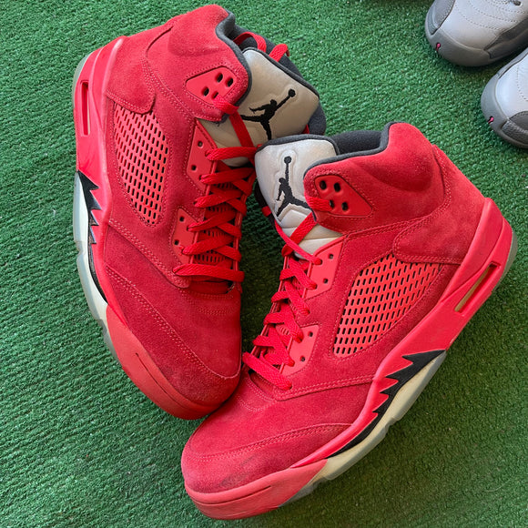 Jordan Red Suede 5s Size 13